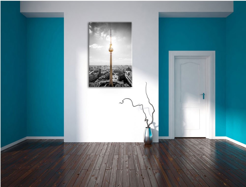 Leinwandbild Berliner Fernsehturm Schwarz-Weiß - 60x40 Cm, Fertig Gespannt, Made In Germany
