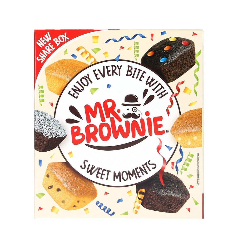 Mr. Brownie Box Sweet Moments Brownie Assortiti al Cioccolato, Cocco, Limone e Vaniglia 300g