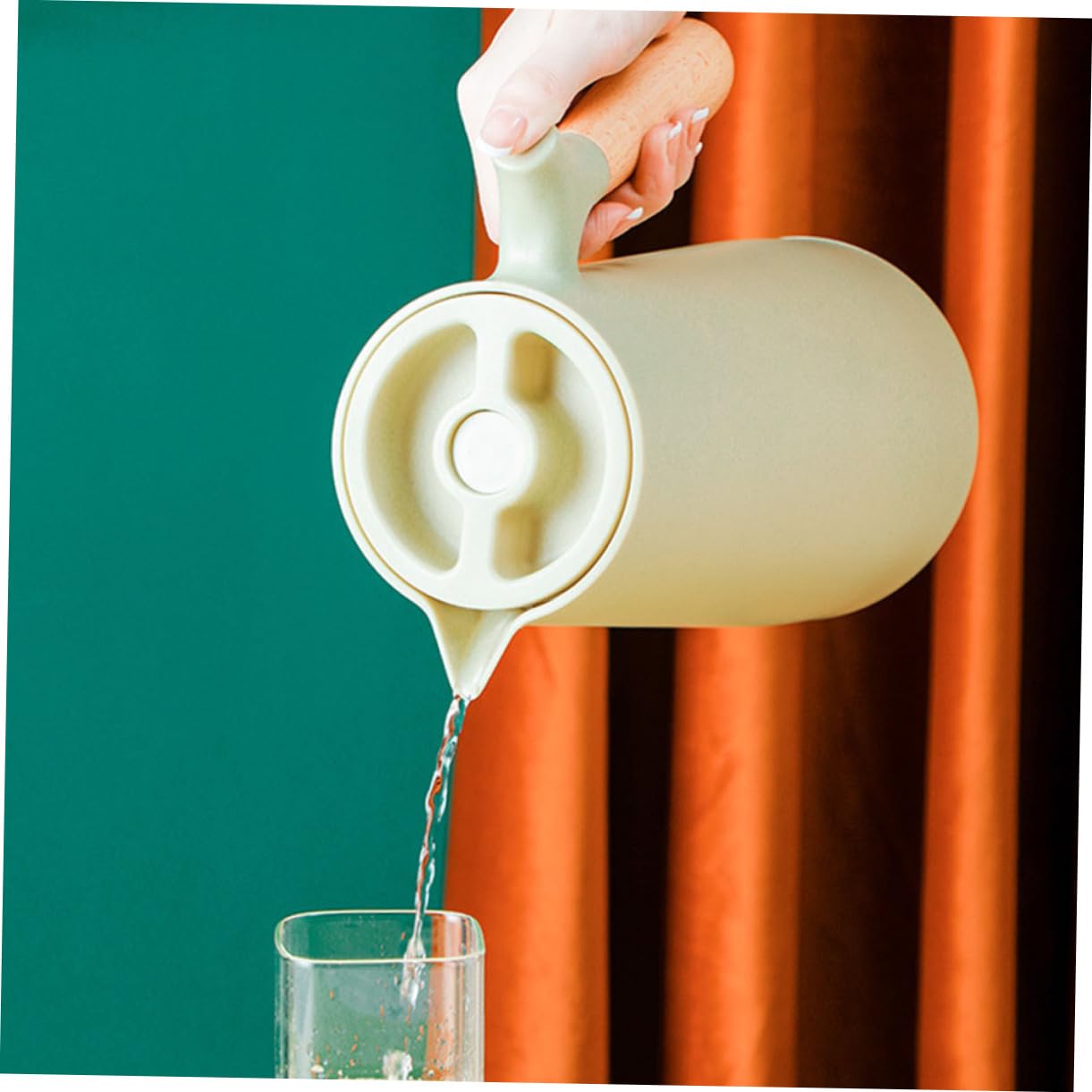 ULTECHNOVO 1pezzi Bottiglia Per Mantenimento Del Calore Isolato Manico in Legno Bollitore Per Acqua Isolante Contenitore Per Acqua Per Casa e Ufficio