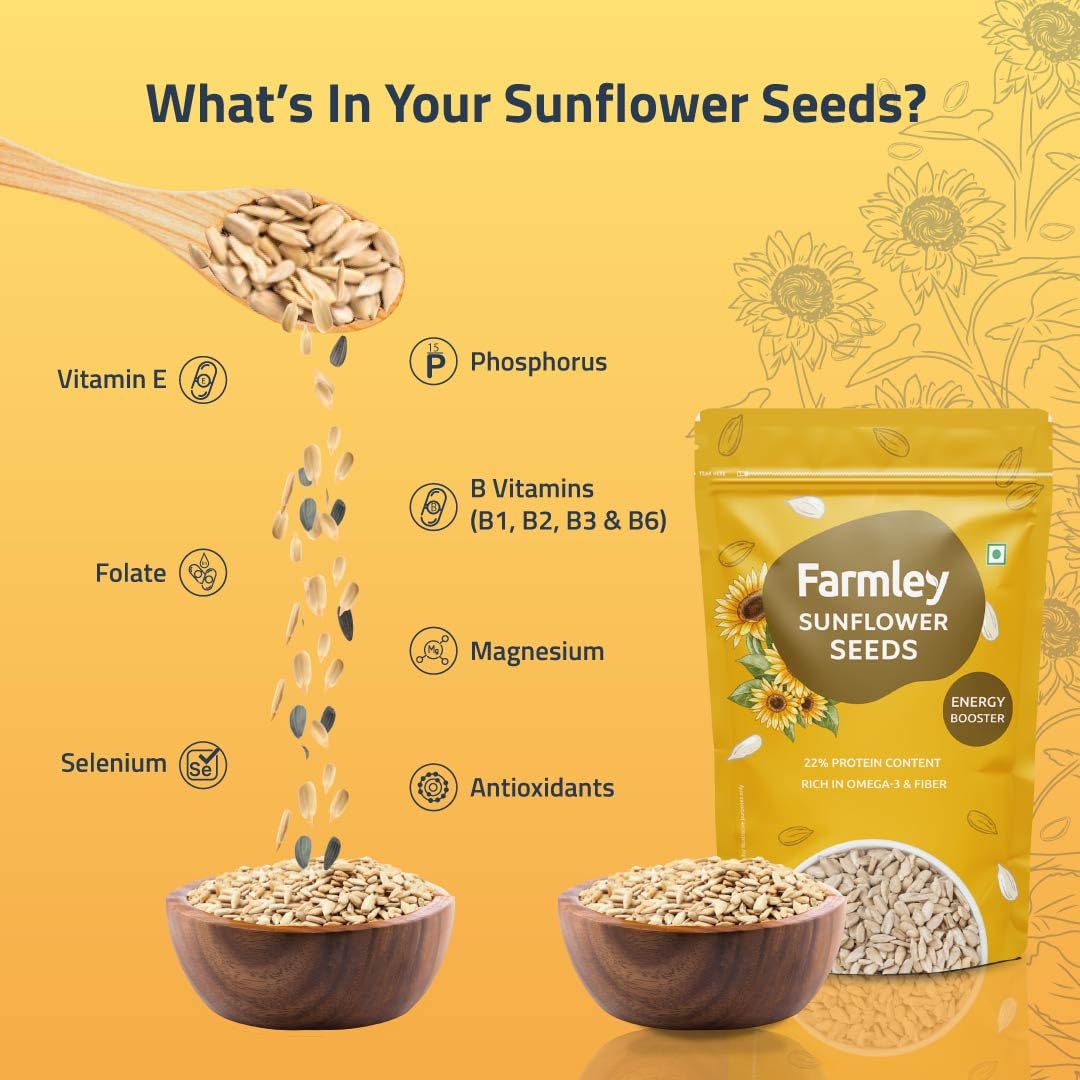 Farmley Sunflower Seeds 400 gram I Sunflower Seeds for Eating | Diet Food | Healthy Snack | Raw seeds | Weight management | Source of Antioxidants Pack of 2 - Image 6 thumbnail