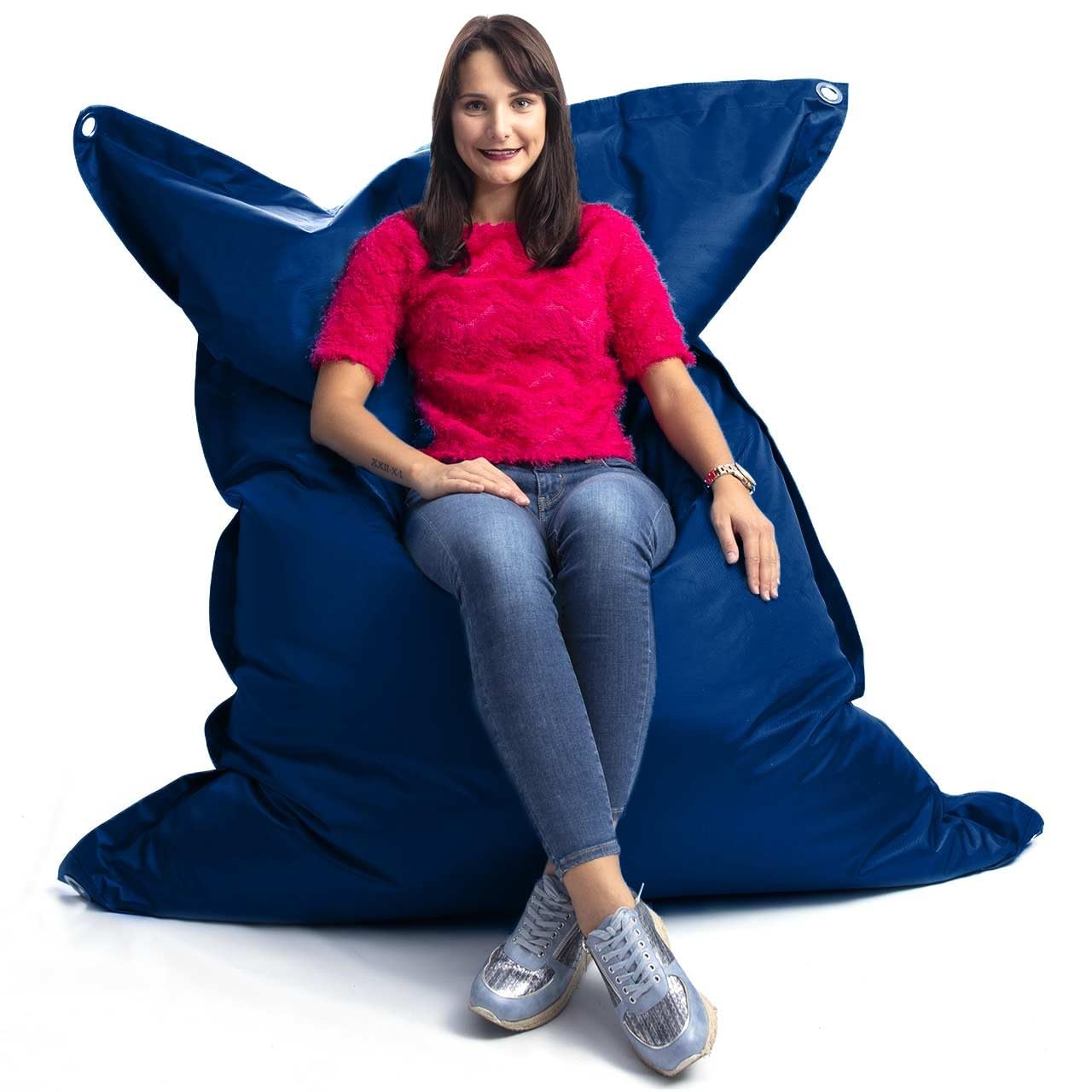 LIVEDECO - Housse Vide Pouf Géant XL Imperméable Extérieur Outdoor Bleu Marine Iron RAW BiG52