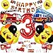 Lot de 37 décorations pour anniversaire d'enfant - Motif camion de pompier - Décoration 3e anniversaire garçon - Ballon en aluminium - Bannière Happy Birthday pour les pompiers - Décoration 3 ans