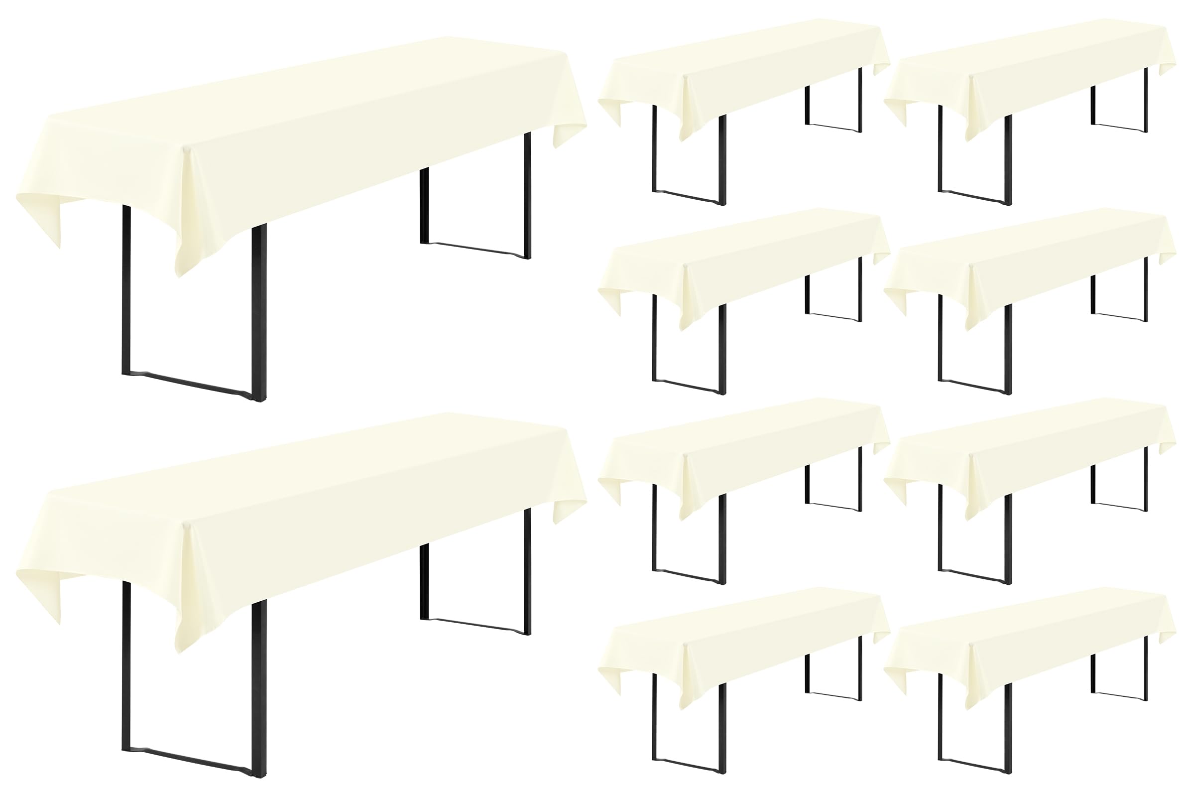 Showgeous Tovaglie da Birra Universali da 10 Pezzi per Tavolo da Birra da 50 cm e 70 cm, Tovaglie Rettangolari Lavabili 100x250 cm (Avorio)