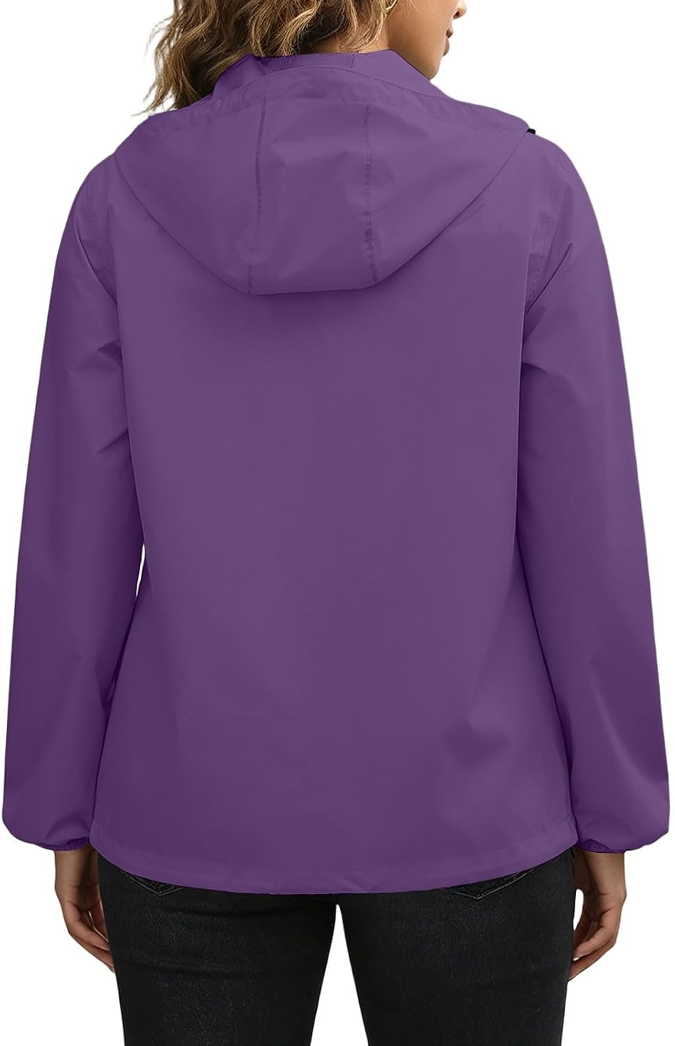 Lmdudan Women's Packable Hooded Rain Jacket Windbreaker Lightweight Rain Coat Outdoor Waterproof Jacket with Zipper Pockets