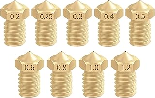 APAAZO 5/10/15Pcs E3DV6 M6 Threaded Nozzle Brass 0.2 0.3 0.4 0.5 0.6 0.8 1.0 1.2mm Compatible With 1.75mm Filament V5 V6 Hotend Extruder 3D Printer (Color : 15PCS for 1.75mm, Size : Mixed Size 2)