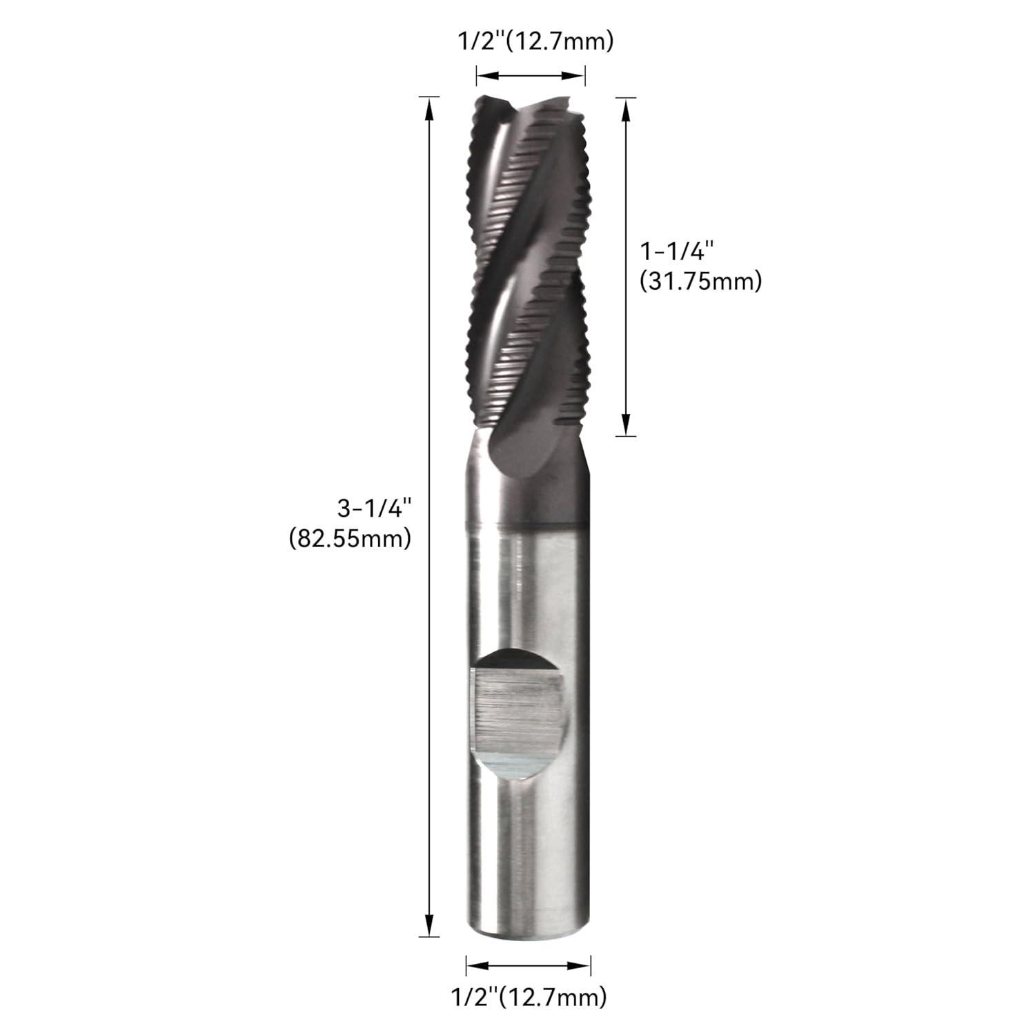 HFS(R) Roughing End Mill Square End Mill 4 Flute M42 8% Cobalt TiAlN for Steel 1/2" Dia.