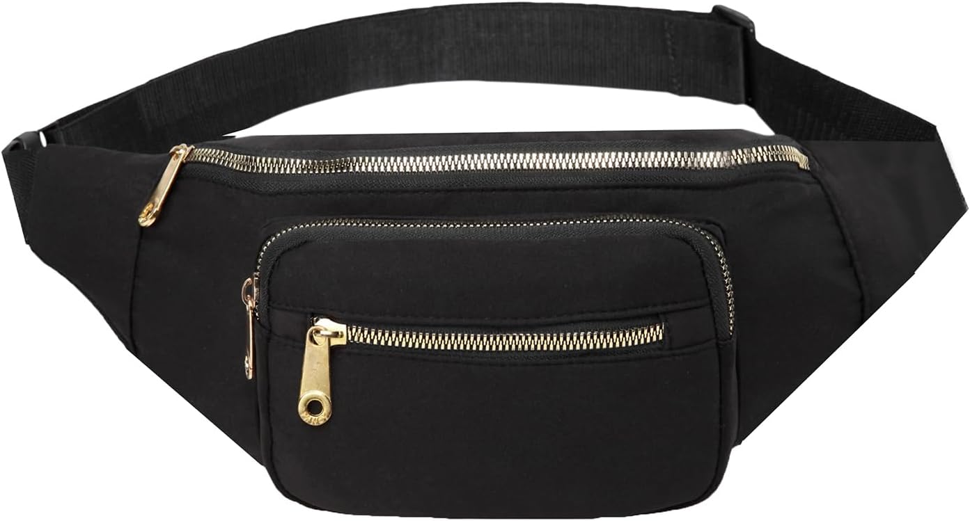 EVANCARY Fanny Packs for Women, Fashion Waist Pack Fanny Pack Crossbody Bags with Adjustable Strap for Travel Sports Running, z-jet black