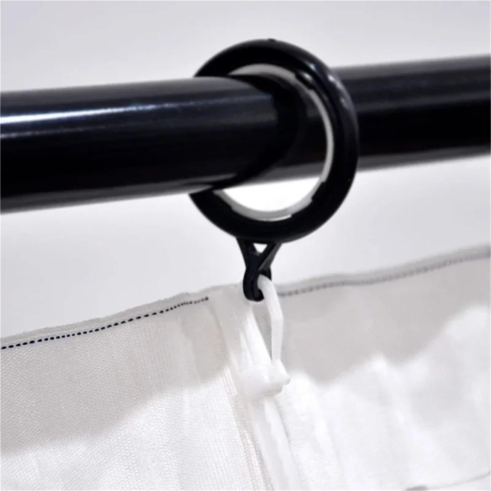 Anneaux de rideaux, Anneaux de rideau avec œillets 320 pièces crochets draperie en plastique sans bruit coulissant à l'échelle nanométrique silencieux accessoires noir et blanc(White)