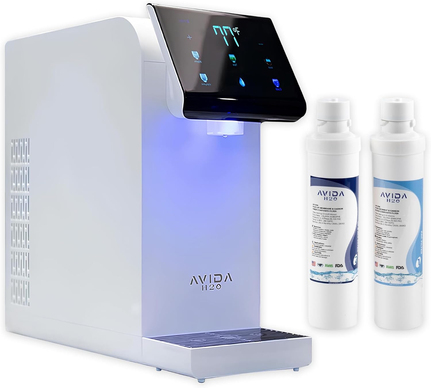 Ultra Instant Hot & Cold Bottleless Water Dispenser with 2-Pack Replacement Water Filters (PAC, UF & ACF)