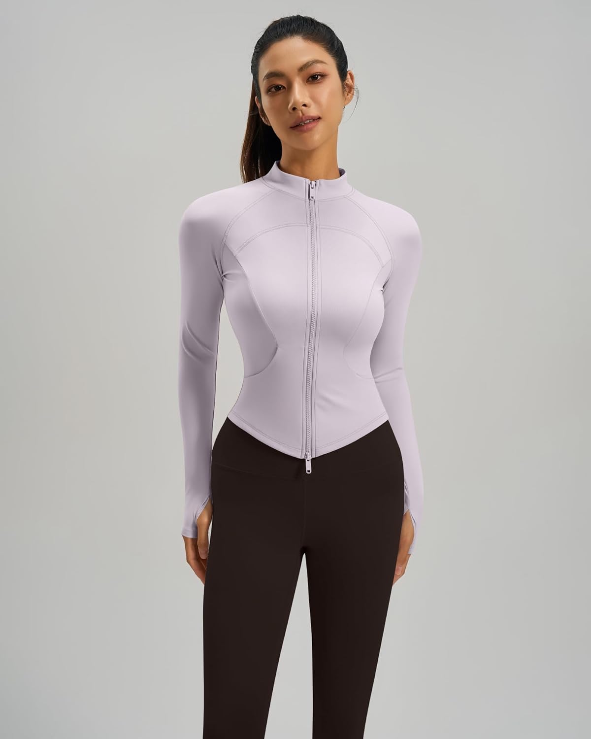 Locachy Women's Lightweight Workout Athletic Jacket Slim Fit Full Zip Buttery Cropped Running Yoga Coats with Thumb Hole - Image 6