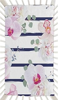 Navy Blue Striped Crib Sheets for Boys, Girls Machine Washable Soft Cozy Microfiber Fitted Crib Sheet for Standard Crib and Toddler Mattresses Boys Girls 28x52 Inch