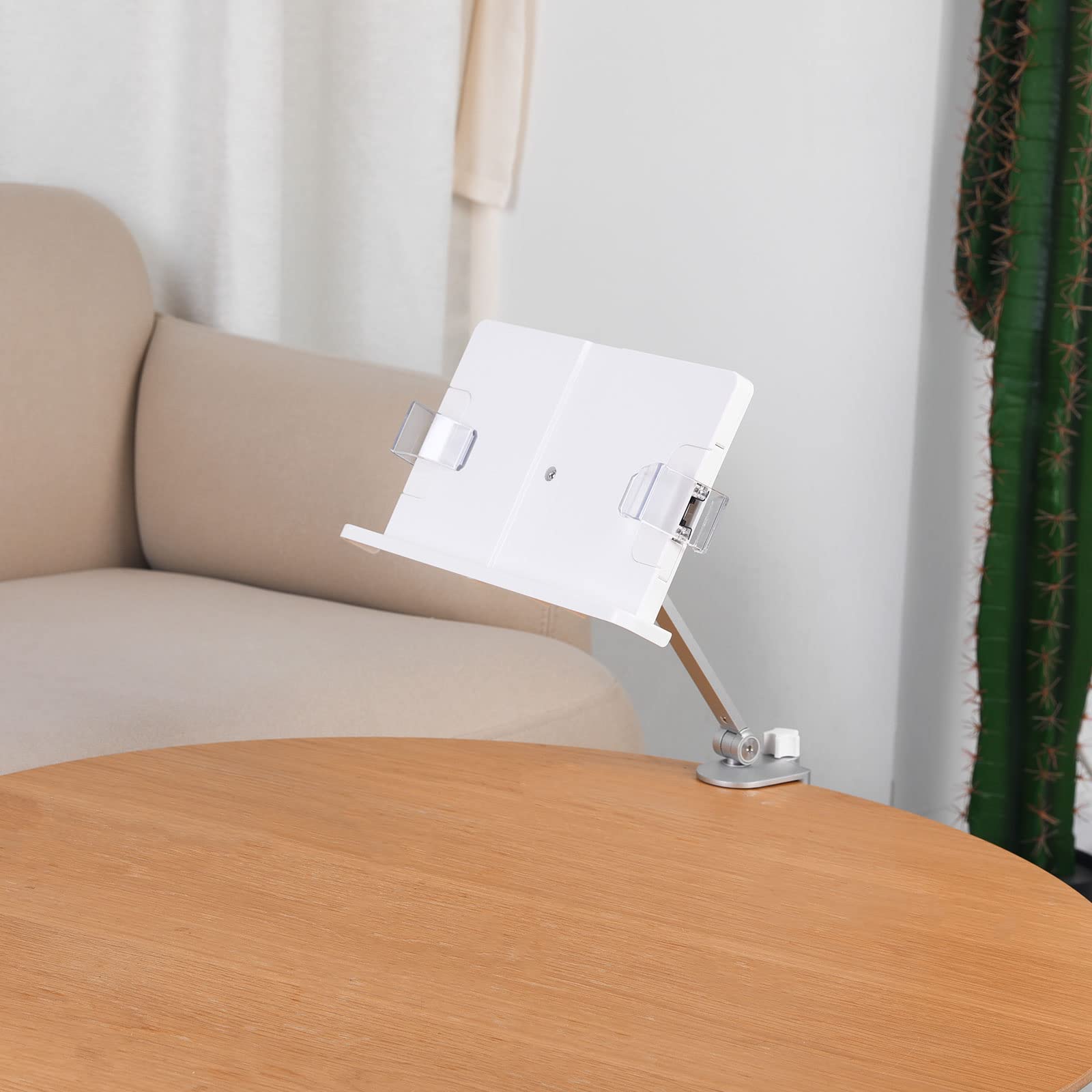 PATIKIL Libro Alzati per Lettura, Metallo Lettura Riposo Libro Supporto con Pagina Clip, Altezza Angolo Regolabile, 360° Rotazione Braccio Adatto per Spartiti Musica, Laptop