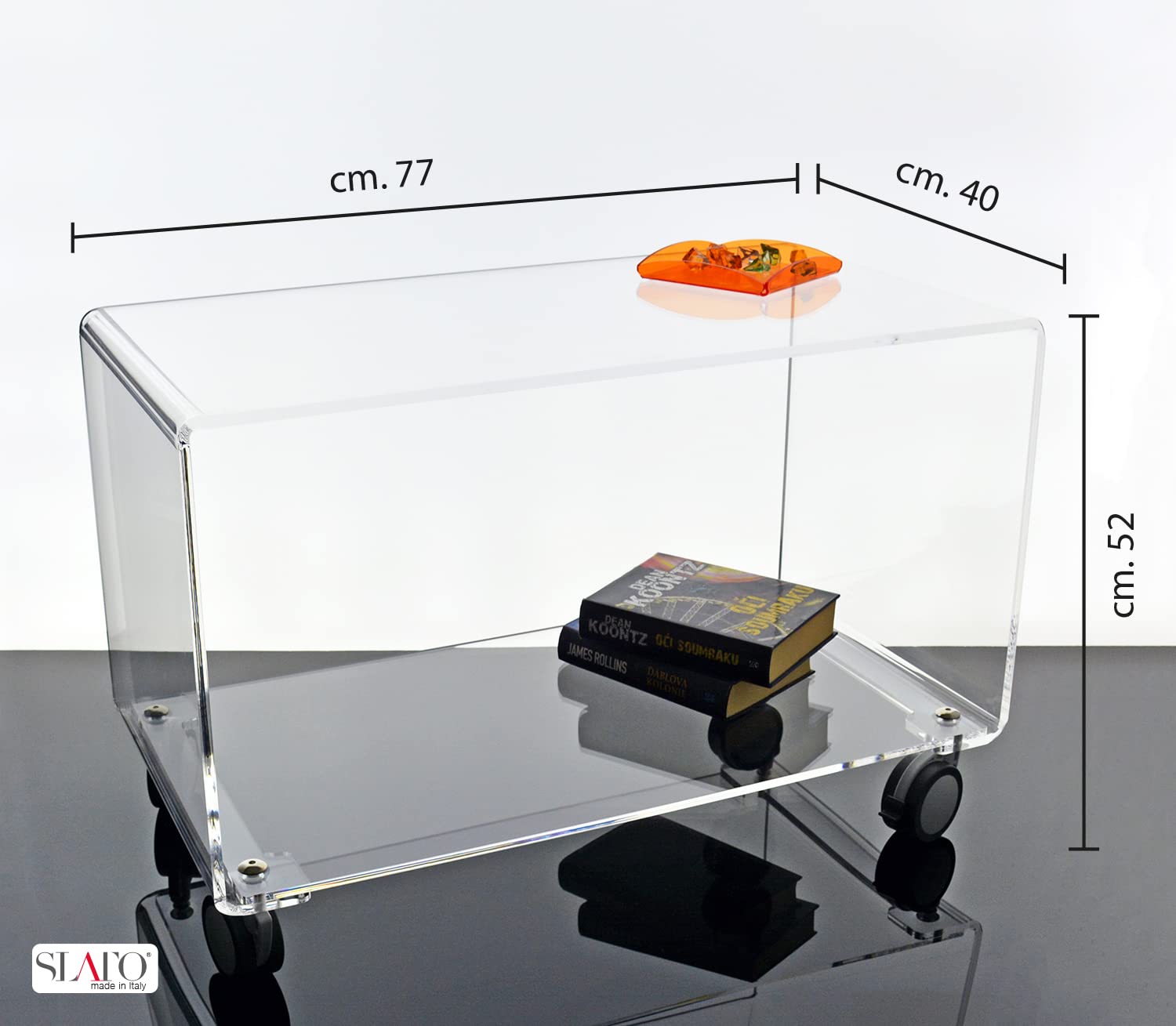 Tavolo Fedra 2 Piani TV con Ruote Design Moderno - Dettaglio