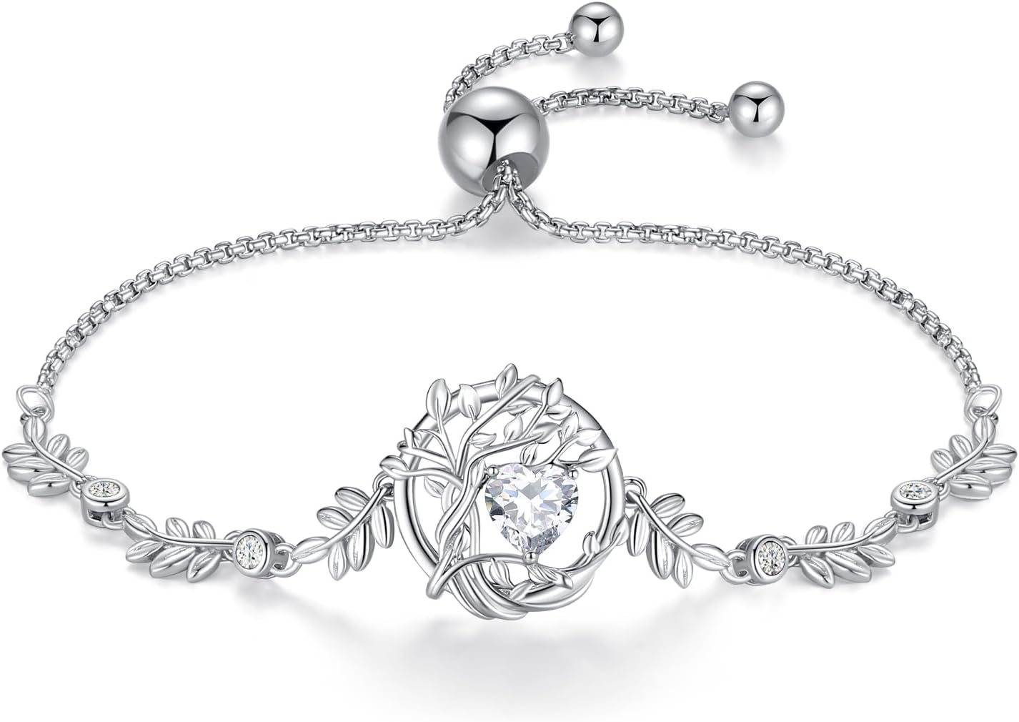 FANCIME Tree of life Birthstone Bracelet for Women Sterling Silver Tree Jewelry Birthstone Charm Bracelet Gemstone Anniversary Birthday Mothers Day Gifts for Wife Mom Her