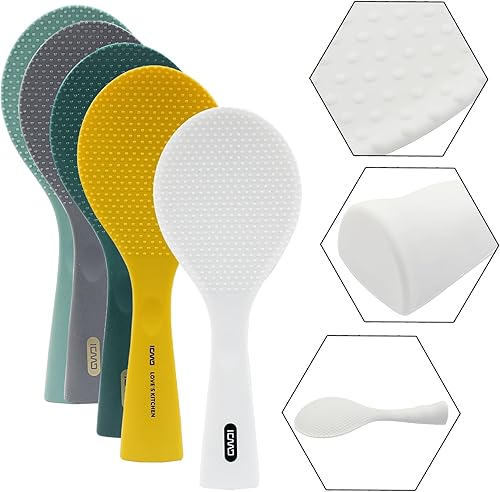 Miniatura 3 de Hitefu Cuchara de arroz antiadherente  Paleta de silicona para arroz  Espátula profesional para servidor de papas y arroz resistente al calor (1