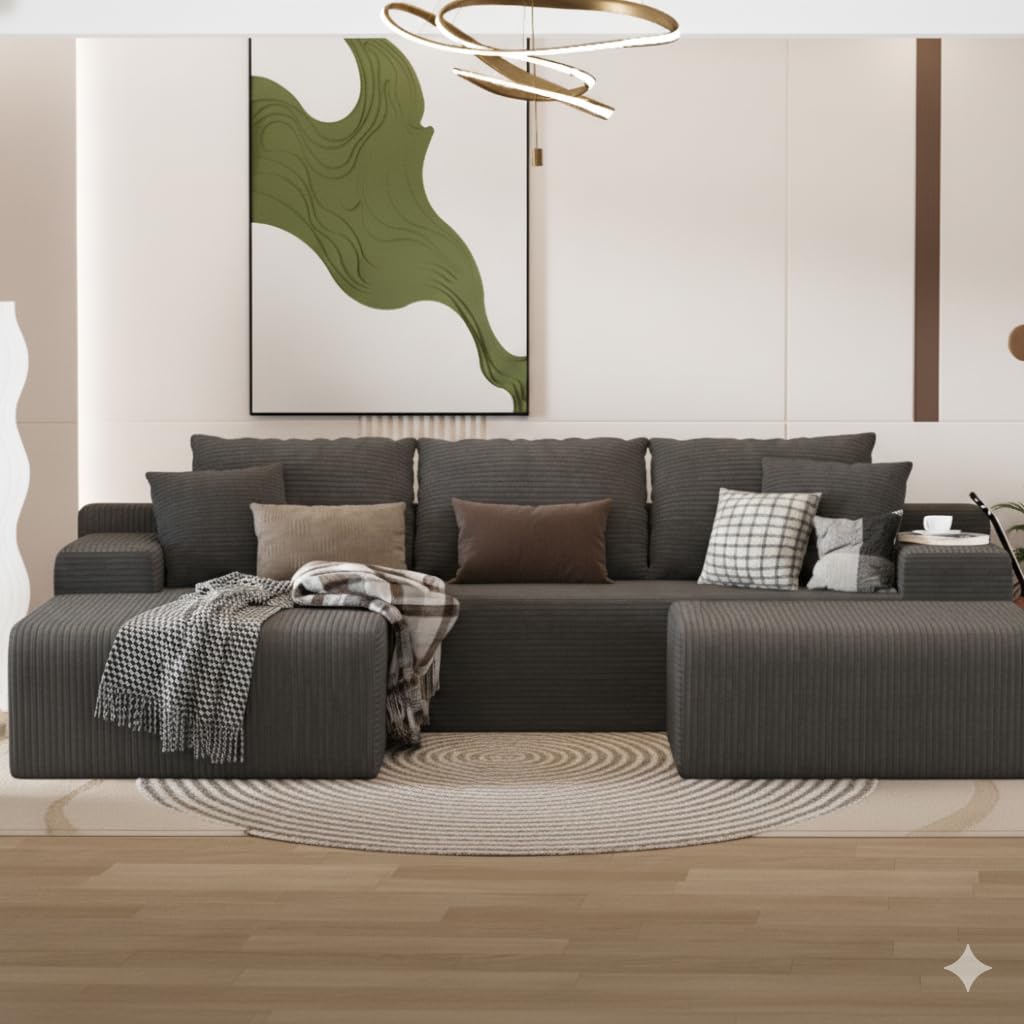 NAYA 106” Modular Sectional Sofa, Cloud Sectional Couch with Deep Seat, Modern Modular L-Shape Sofa Boneless Couch with Chaise for Living Room Bedroom