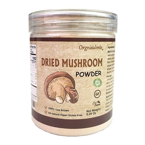 Orgnisulmte Hongos Shiitake secos en polvo sin aditivos totalmente naturales veganos y sin gluten 5.29 oz (150g)