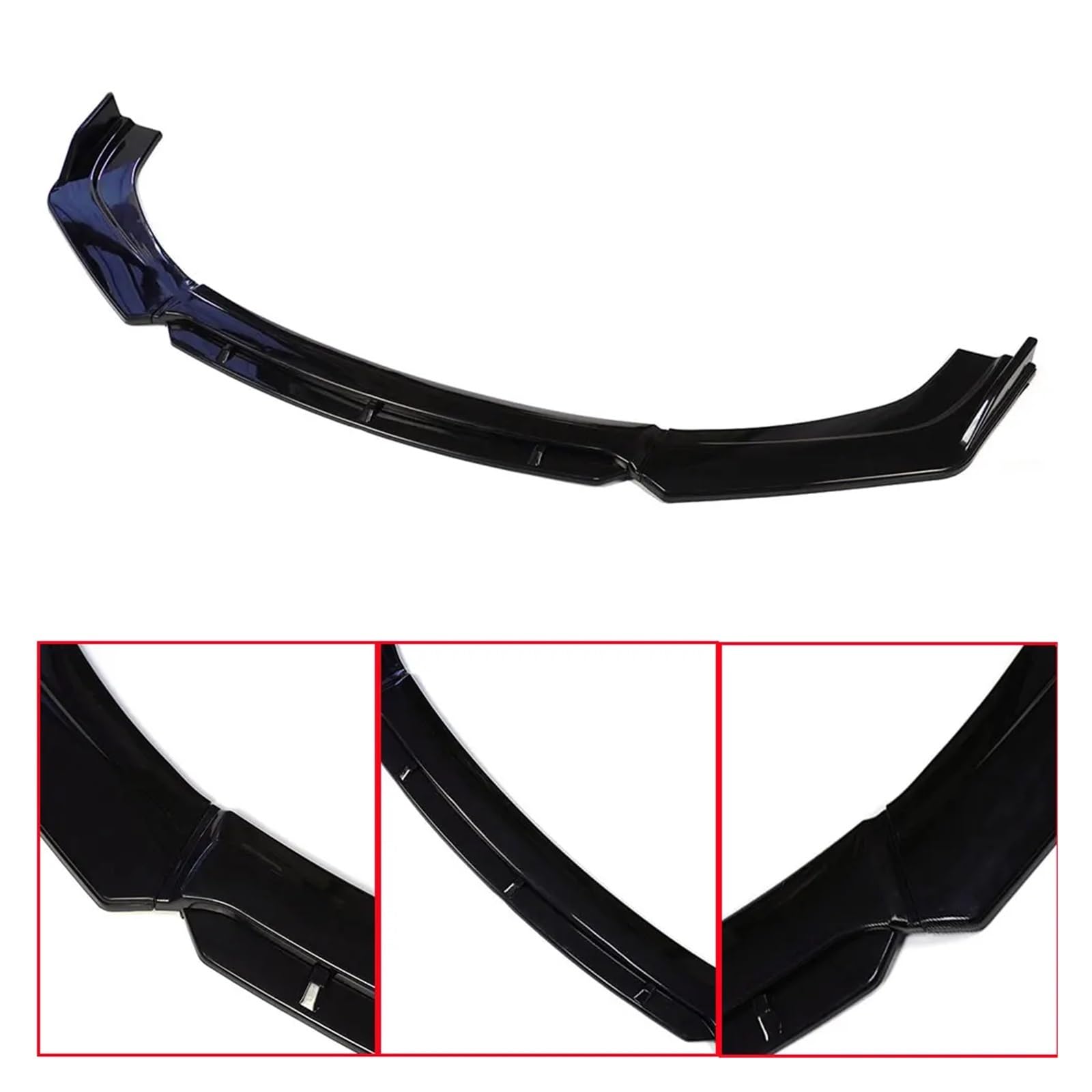 daili store 4 szt. Uniwersalny przedni zderzak samochodowy Lip Body Kit Spoiler Splitter połysk czerwony przód pod ustami dyfuzor Spoiler przednia łopata samochodu części (Color : Shiny White)