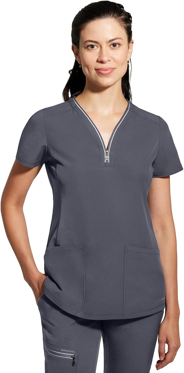 Healing Hands Scrub Top for Women Sonia Top with 3 Pockets Moisture Wicking, 360° Stretch & Recycled Fibers - 2274