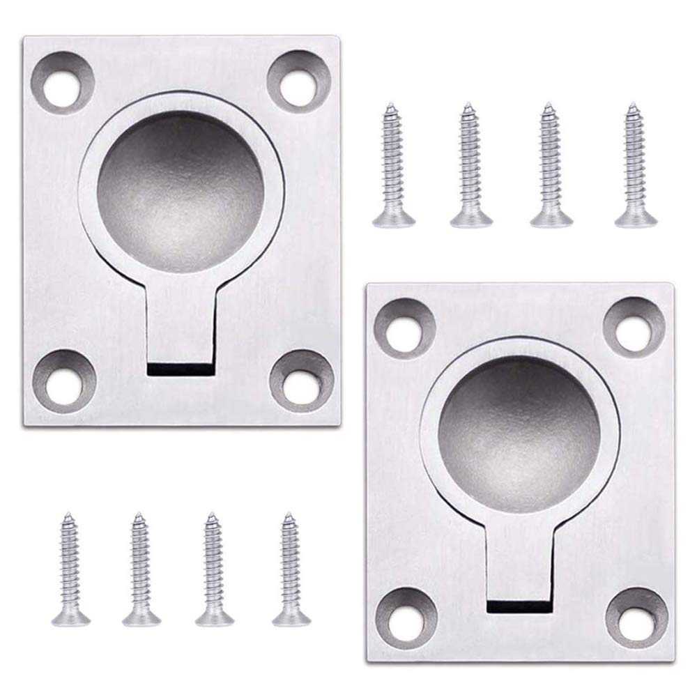 2 Pack Flush Ring Pull Handle Hatch Locker 49 X 39 Mm Boat Locker Cabinet Hidden Handleï¼Stainless Steel Marine Yacht Drawer Door Hardware 791386831103
