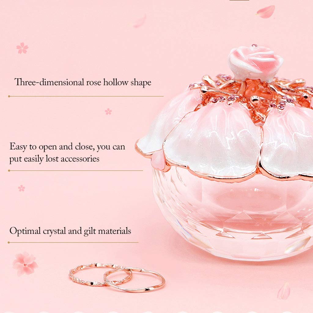 NZPOST Joyero de Cristal con Tapa de aleación de estaño, pequeño joyero, Organizador de Joyas, Anillos, Collares y Recuerdos.