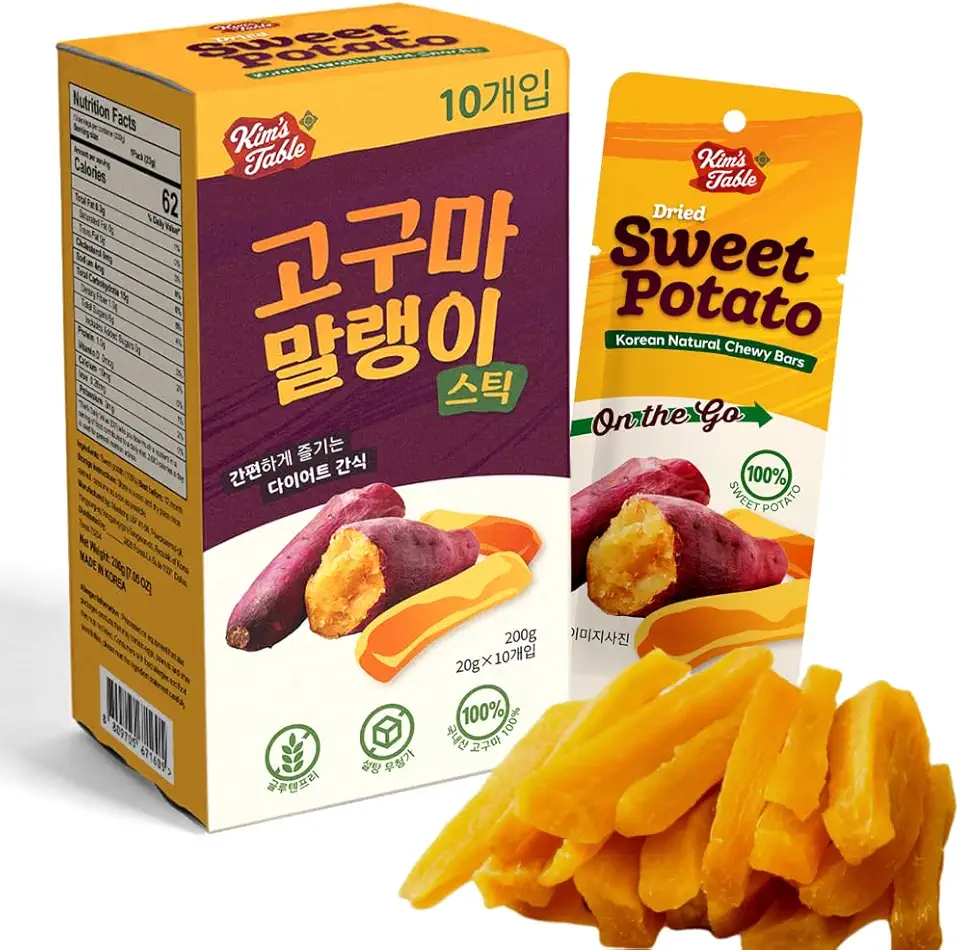 Dried Sweet potato Korean Snacks (10 Packs) Glueten Free Pre Workout Healthy Foods, Diet Foods/Natrural 100% Snacks for Golf, Travel and Wild Activity/Unsweetened 고구마 말랭이