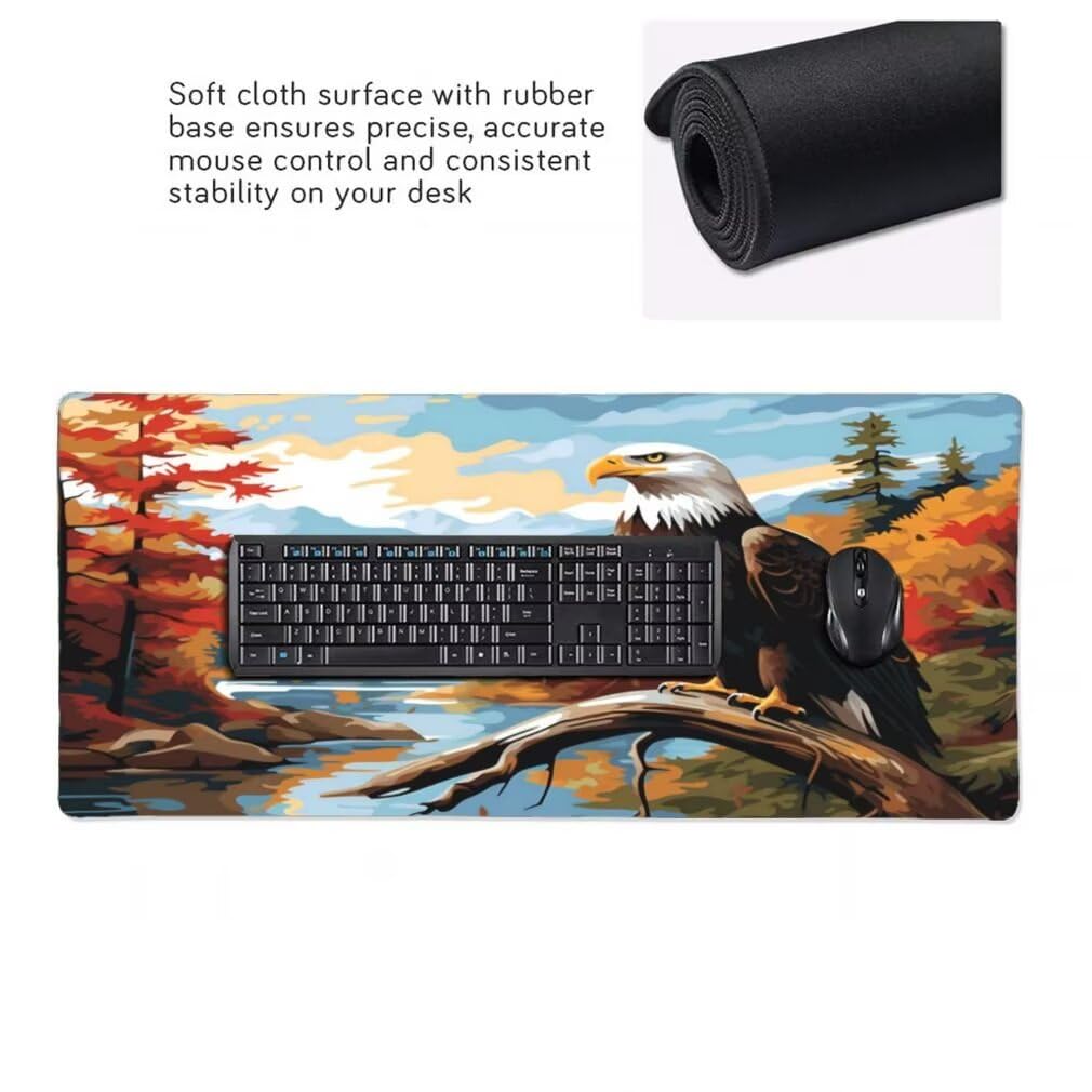 Tappetino Mouse XXL 1000x500mm Aquila Grande Mouse Pad, Tappetino Scrivania con Bordi Cuciti, Grande Mousepad Gaming con Base Antiscivolo per Giocatori, Ufficio e Casa (Fiume Nella Foresta) -MP1544