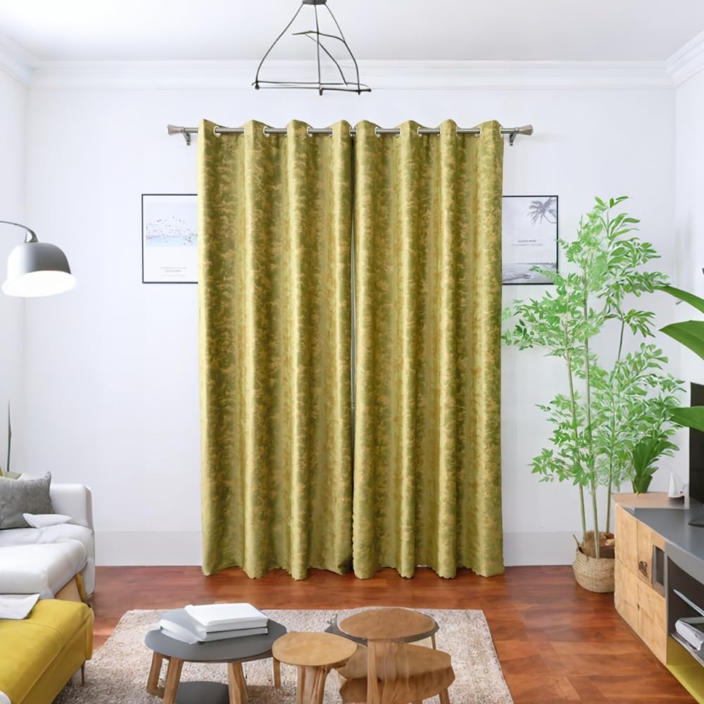 Amidoudou 1 Pair Nordic Style Luxury Velvet Curtains for Living Room Olive Green and Gold Bedroom Curtains (Olive Green,54x84 Inch)