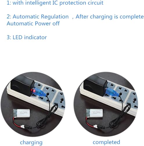 Miniatura 3 de 3.7v cargador 400mA batería Inteligencia USB Drone Juguetes eléctricos modelo avión RC helicóptero máquina cargador JST-2P para Vestel LCD LED
