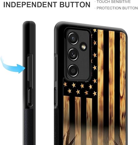 Miniatura 4 de DJSOK Funda compatible con Samsung Galaxy A14 5G, grano de madera, bandera estadounidense, cazador, ciervo, diseño de lujo, parte trasera + funda