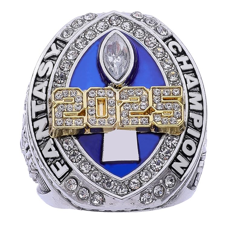 ZZXZJW 2025 Fantasy Football Championship Ring Trophy Award for Fantasy Football League Winner (9, 8)