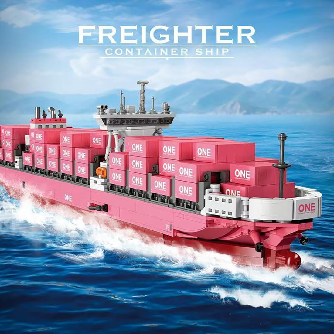 Containerschiff Baustein Bausatz, 1446 Klemmbausteine Frachtschiff Bausteine Set, Schlachtschif Modellbausatz, Kreatives Spielzeuggeschenk für Erwachsene und Teenager