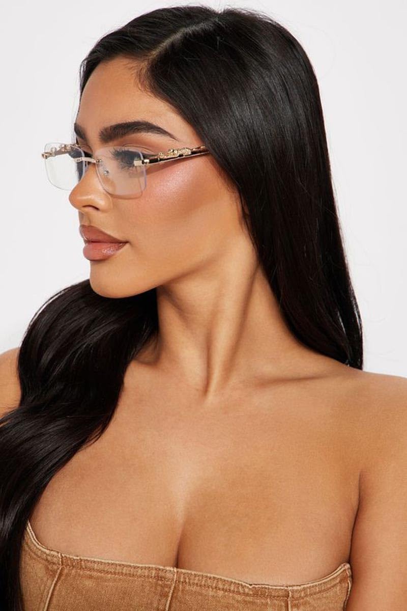 JUDOO Retro Rimless Rectangle Sunglasses for Men Women Trendy Frameless Tinted Lens Eyewear - Image 3