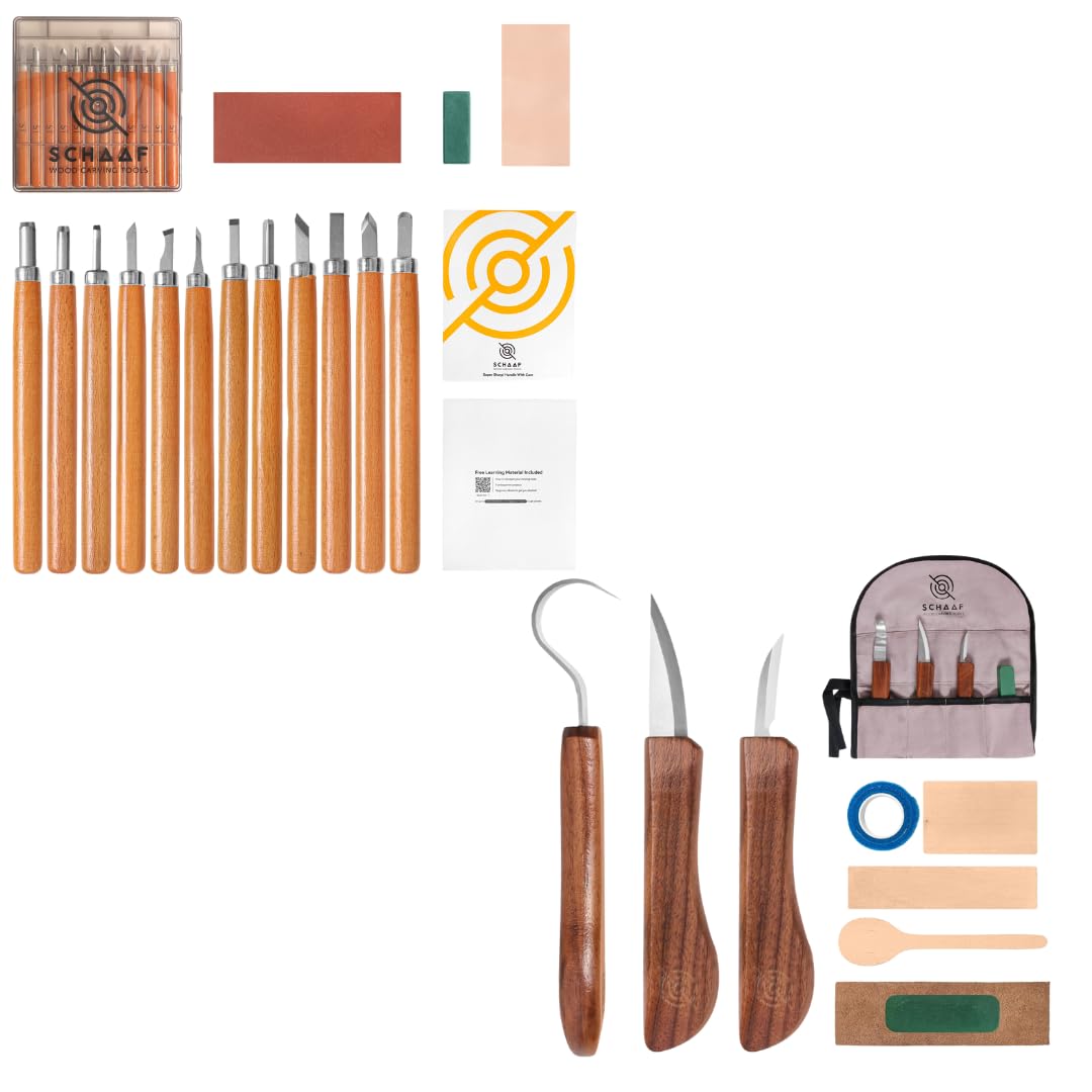 Schaaf Tools 12-Piece Pen Chisels and 3-Piece Knife Set