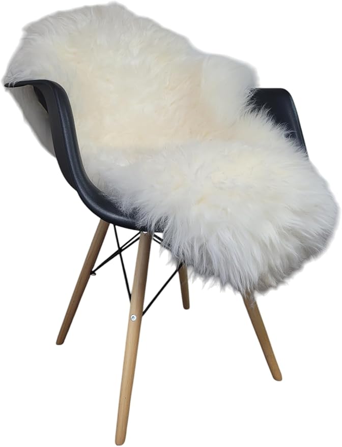 Piel de cordero ecológica Naturasan blanca con costuras (90-100 cm)