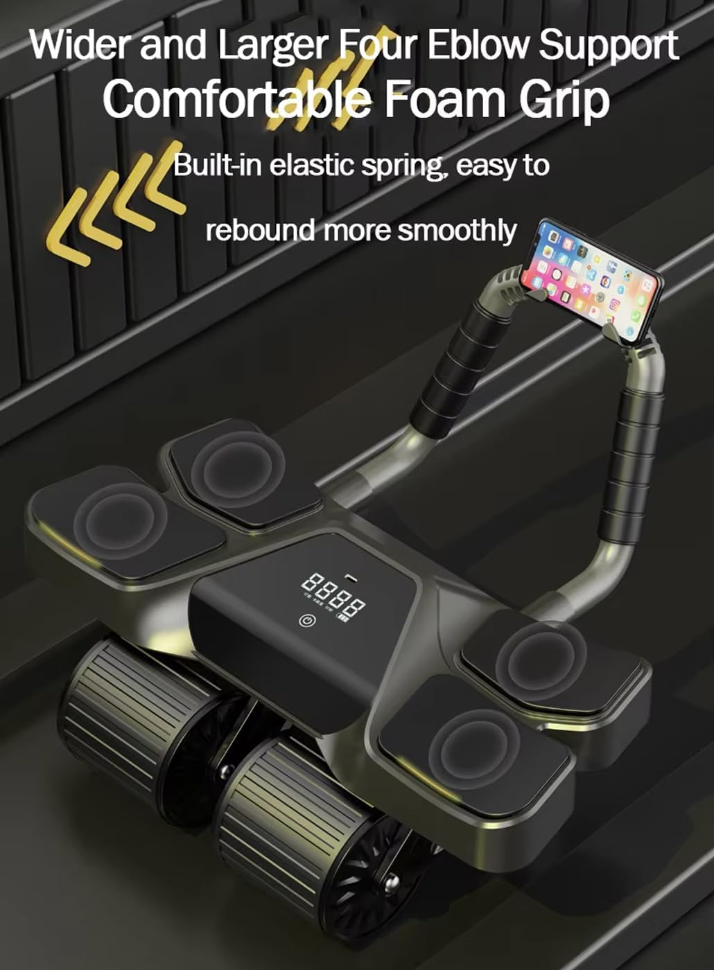 Smart Temping Ab Roller con Rimbalzo Automatico e Supporto al Gomito - AB Wheel for Core Allenamento - Attrezzatura per Il Fitness della Palestra per Uomini e Donne