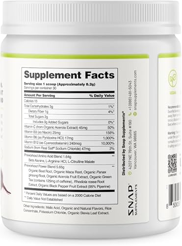 Miniatura 10 de Snap Supplements - Reforzador de óxido nítrico orgánico de raíz de remolacha - Flujo sanguíneo y circulación Remolacha superalimento Apoyo de la