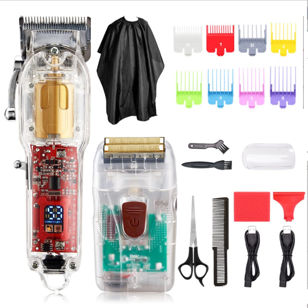 Rasoio elettrico e tagliacapelli da uomo, 2 in 1, multifunzione, ricaricabile tramite USB, senza fili, con rasoio di precisione, 100% impermeabile, bagnato e asciutto