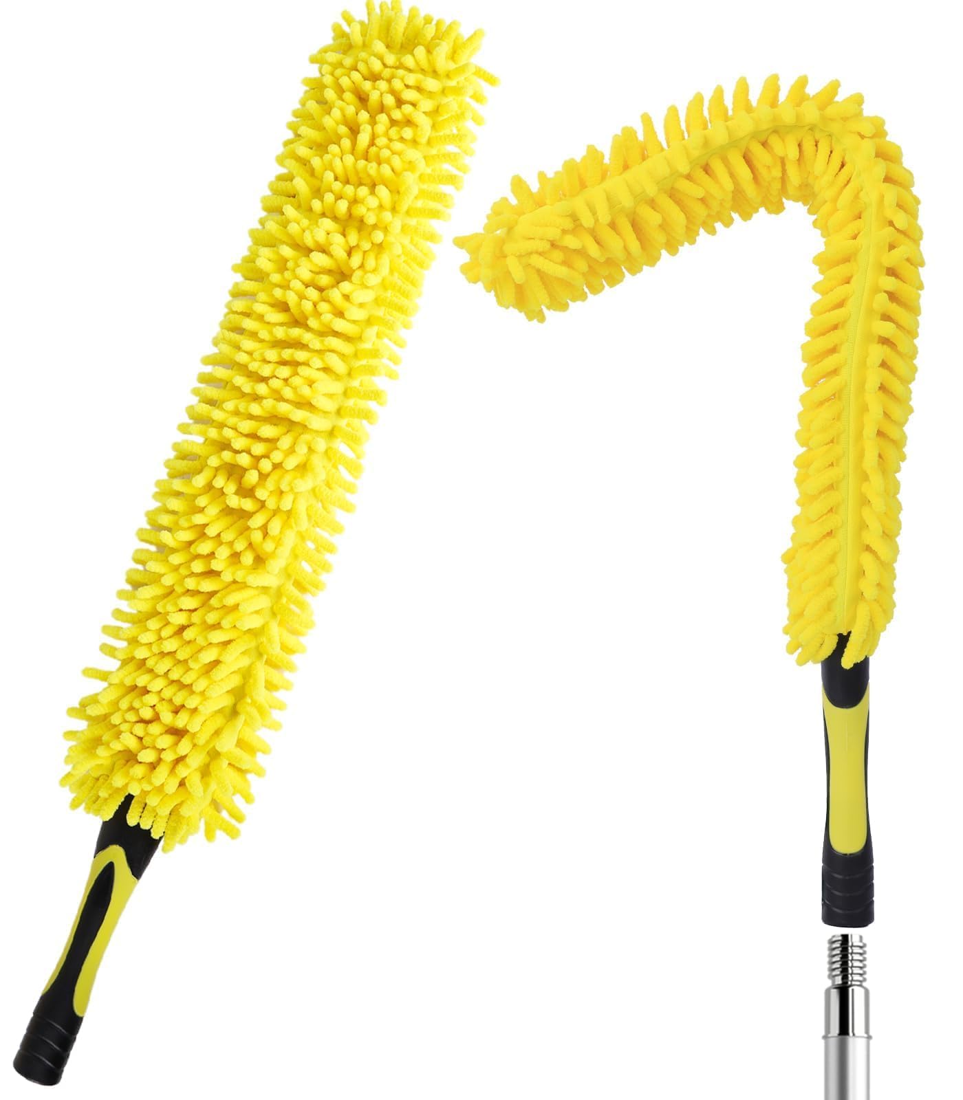 Flexible Fan Blade Cleaner Microfiber Duster, Washable Hand Duster for High Ceiling, Removable & Bendable Brush Head Fits All Extension Poles with Standard US Acme Thread (Pole Sold Separately)
