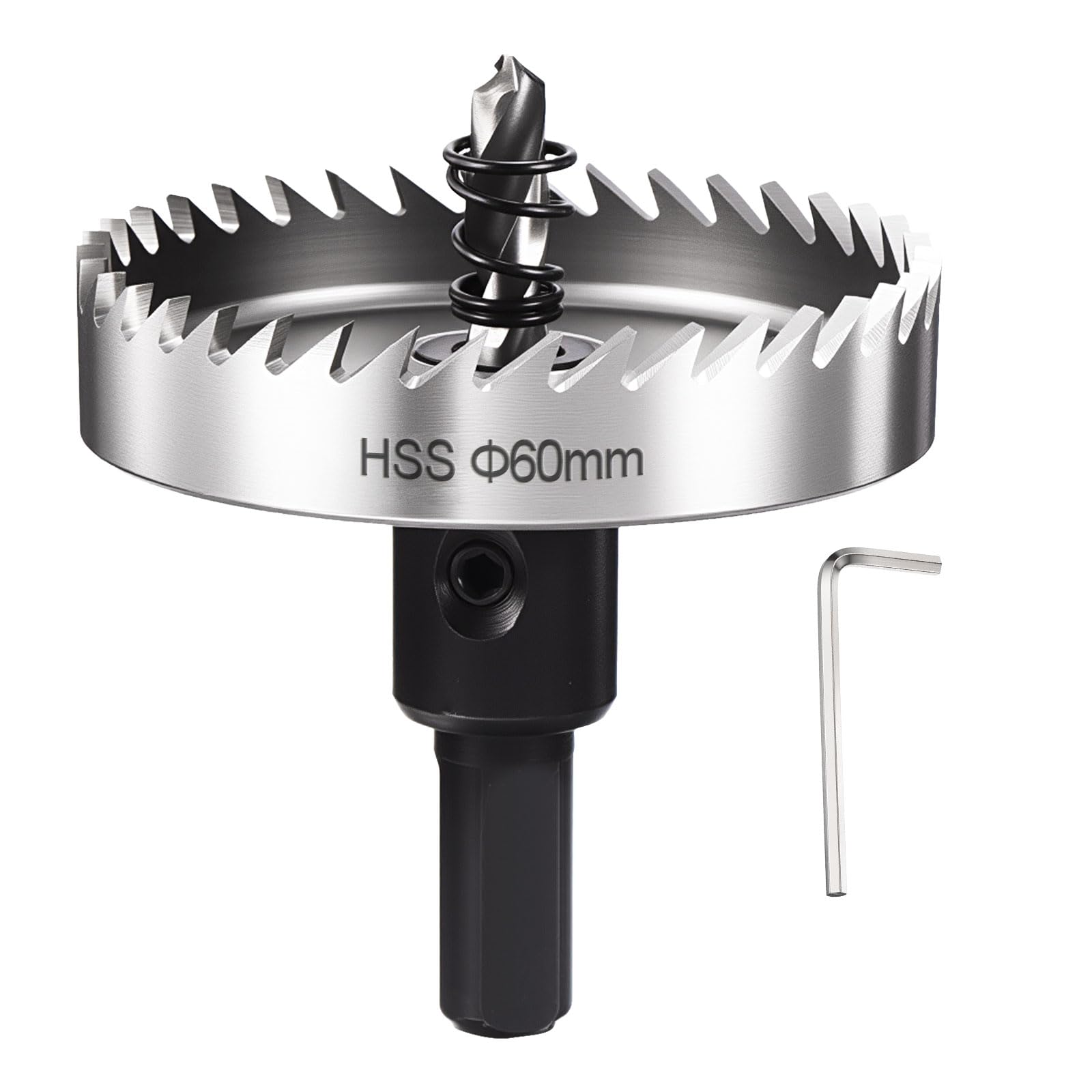 CoCud 2-3/8" (60mm) Hole Saw, 4241 High Speed Steel Hex Shank How Cutter - Cutting Tool for Thin Soft Metal Gypsum Board Plywood.Silver Tone
