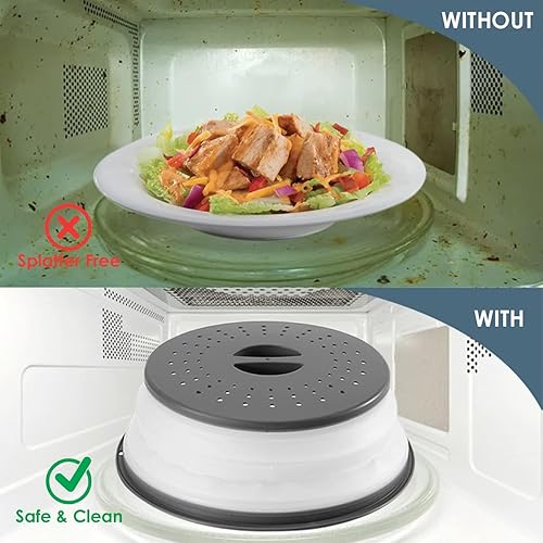 Miniatura 4 de Cubierta plegable para placa de horno de microondas para alimentos, protector plegable ventilado a prueba de salpicaduras, cubierta de salpicaduras