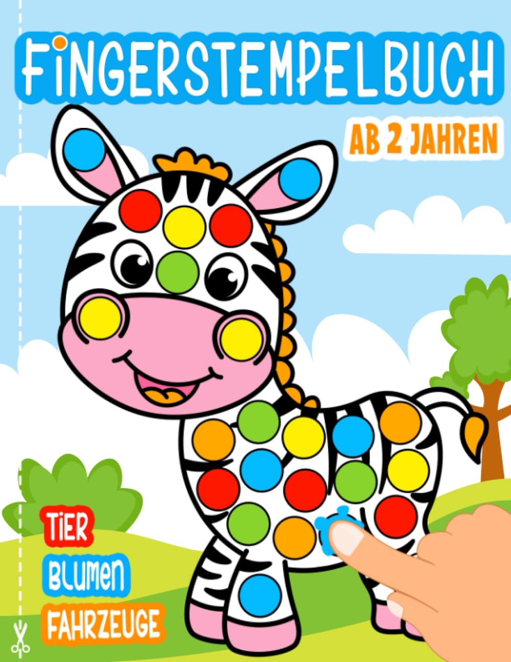 Fingerstempelbuch zum kreativen Ausmalen für Kinder ab 2 Jahren: Stempeln, Malen und Ausschneiden - Basteln für Mädchen und Jungen. (German Edition)