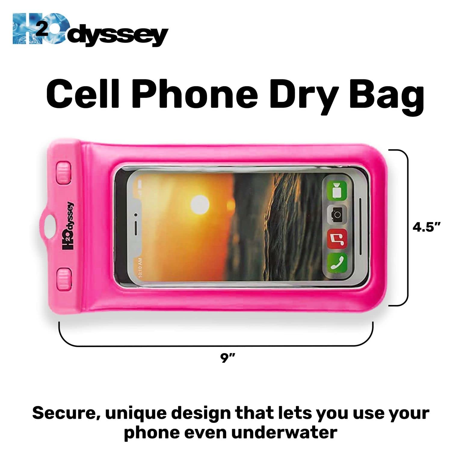 H2Odyssey Funda impermeable para teléfono y cordón, excelente protección impermeable, flota en el agua (6.5 pulgadas de alto x 3.25 pulgadas de ancho x 0.5 pulgadas de grosor, morado)
