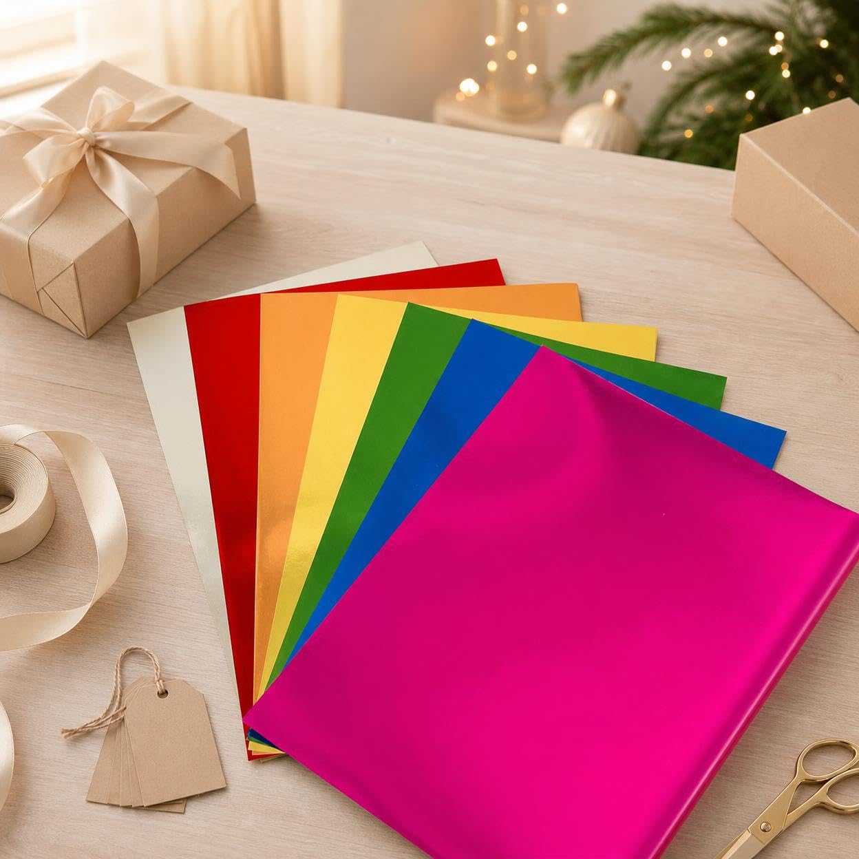 MagiDeal Papel de Envoltorio Metálico Papel Holográfico Cartón Espejo Láser Aluminio Cara Brillante y Respaldo Rígido y Adecuado para Empaques Artesanías, Forma personalizada