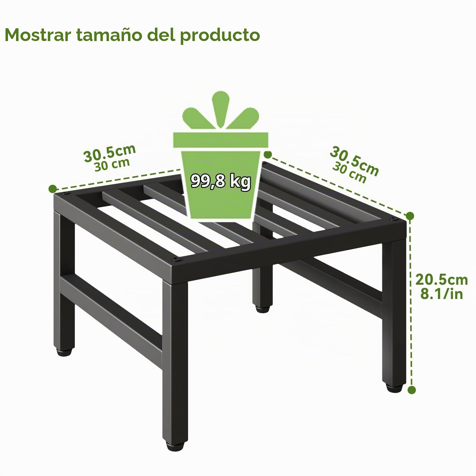 IBUYKE 3 Piezas de Soporte Metálico para Plantas de Interior y Exterior, 30cm Soporte para Macetas Pequeñas, Estante Moderno Cuadrado para Plantas y Flores para Salón Balcón Jardín, Negro TMJ075B-3