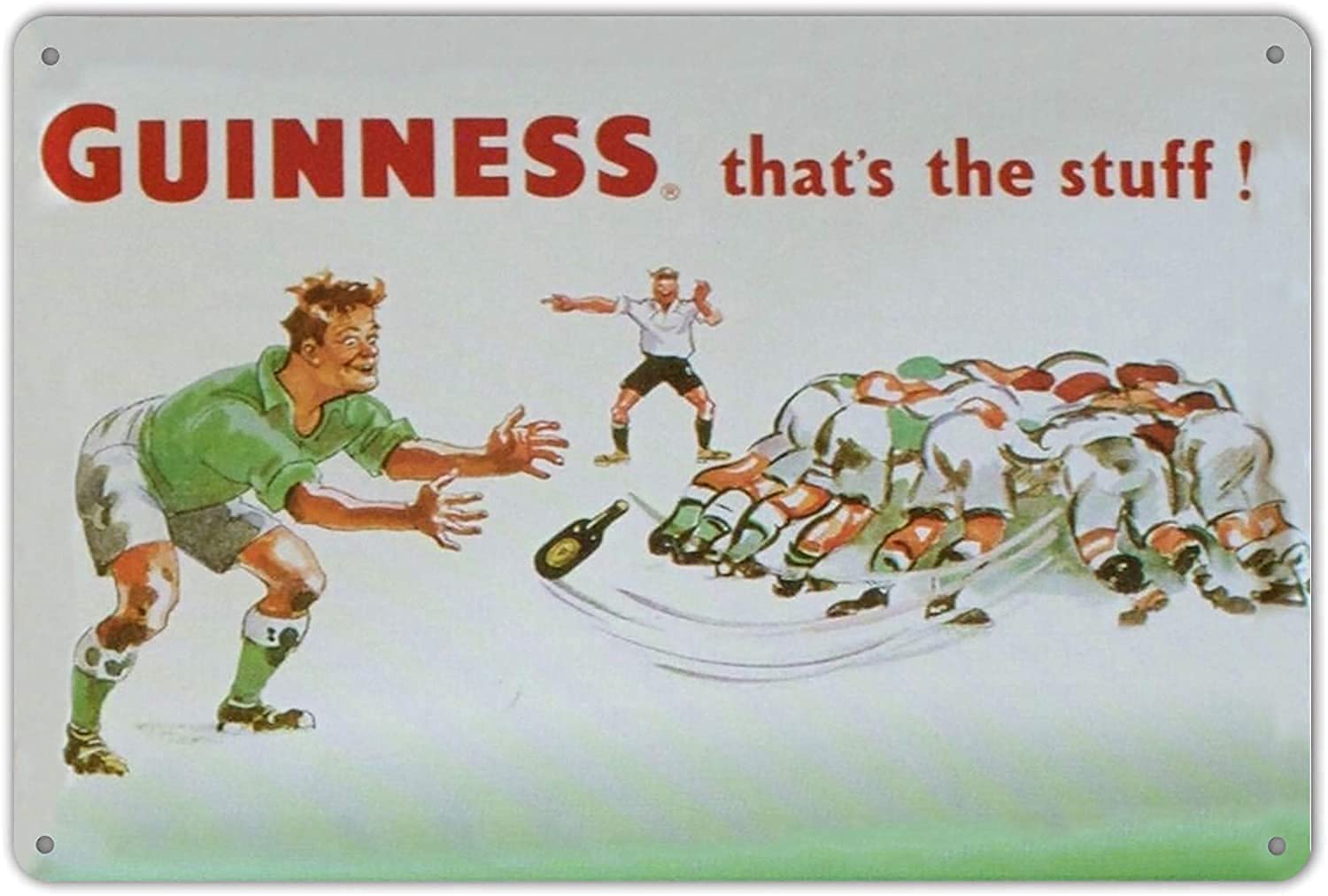 Guinness Irish Rugby Retro Metal Sign Wall Decor Metal Tin Sign Kitchen Pub Funny Novelty Coffee Bar Garage Wall Poster Street Yard Man Cave 12x16inch