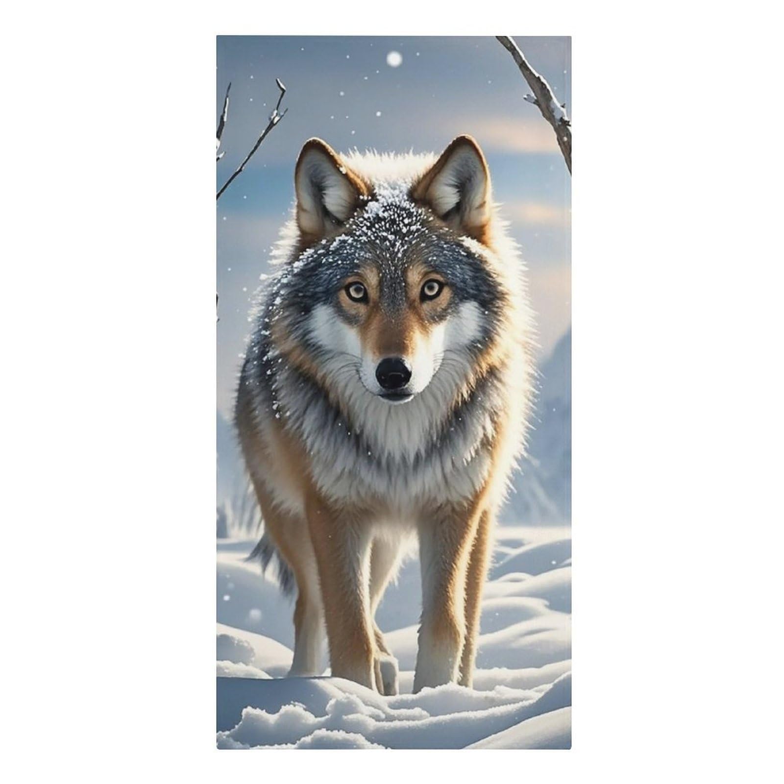 FodPand Lightweight Microfiber Large Overszed Winter Wolf Beach Towel 30.3x61.4 in Sand Blanket Travel, Swim, Bathroom, Girls Women Adults Gift Soft Big Pool Swim Towels