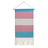 Wooden Hanging Poster,Trans Pride Flag Cotton and Linen Wall Art Prints for Home Bedroom Dining Room Office Apartment Dorm Kids Room Decor