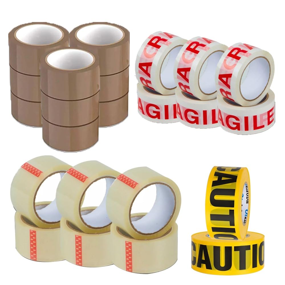 Cennet Packing Tape For Parcel And Boxes- Strong Rolls Of Heavy Duty Sticky Waterproof Duct Sellotape Brown Fragile Clear Caution Packaging For Moving House 6 Clear 48mm X 50m - View #6