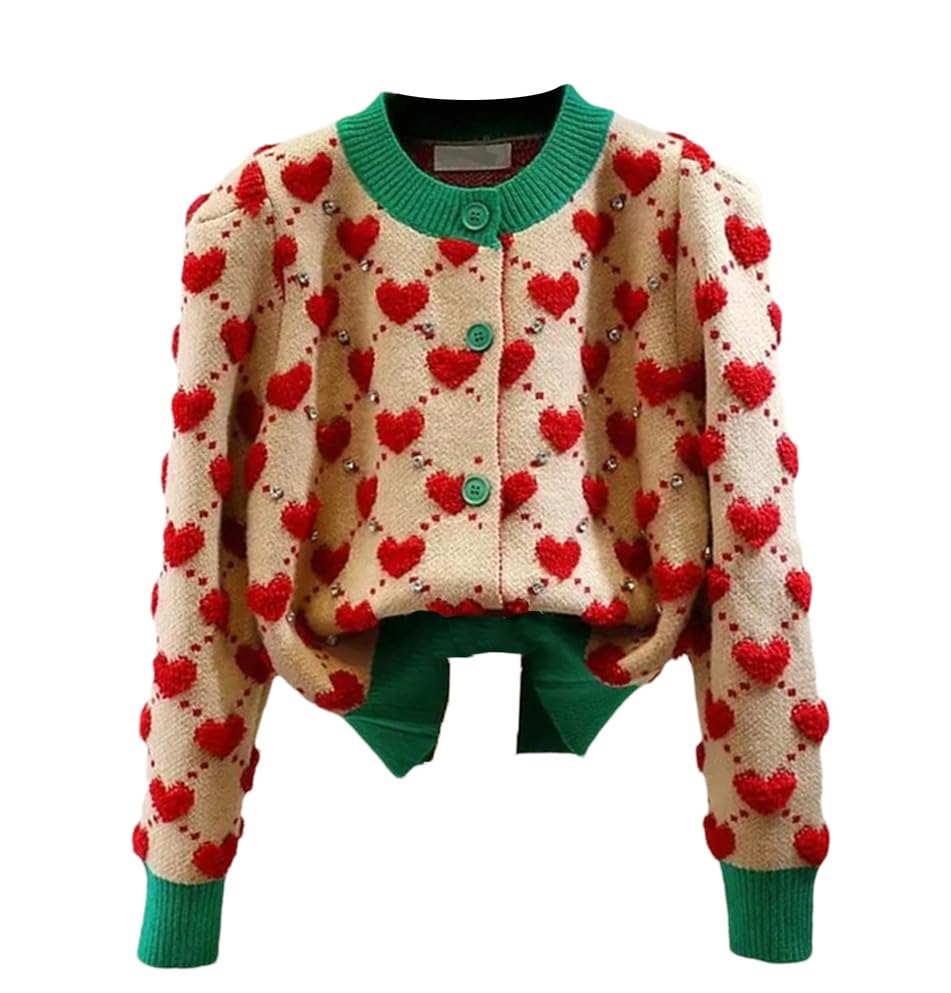 Damski sweter z dzianiny w kratę z okrągłym dekoltem, kardigany vintage, jednorzędowy, krótki kardigan